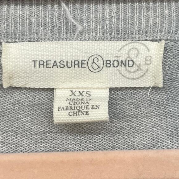 Treasure & Bond Sweater Womens XXS Gray V Neck Pullover Cashmere Blend Soft Knit - Picture 3 of 11
